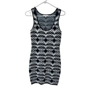 Jealous Tomato Bodycon Black White Geometric Knit Mini Dress M Clubwear Stretchy